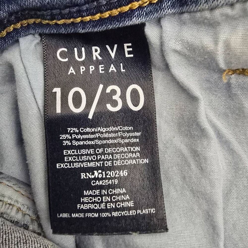 Curve Appeal Crop Capri Jeans Stretch Medium Wash Mid Rise Side Slits Sz 10/30 - Picture 9 of 10
